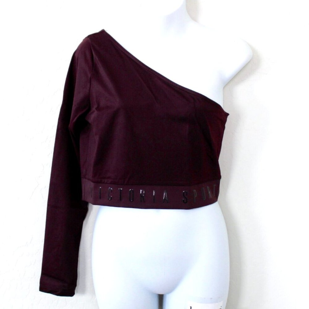 Victoria's Secret Sport One-Shoulder Open Shoulder Logo Crop Top Size M